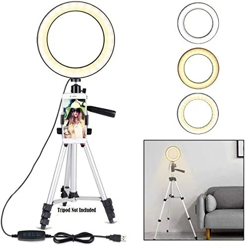 10 Inches Portable LED Ring Light with 3 Color Modes Dimmable Lighting | for YouTube, Photo-Shoot, Video Shoot, Live Stream, Makeup & Vlogging