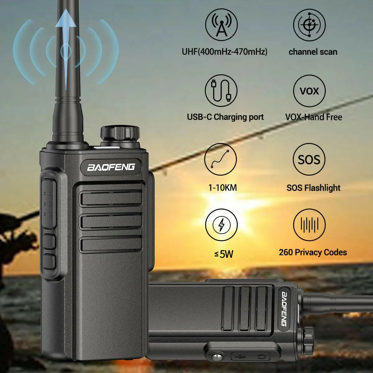 1/2Pcs Baofeng WP31 Waterproof Walkie Talkie Long Range Two-way Radio BF-888S UHF 400-470MHz 16CH VOX with Type-C Charging Cable