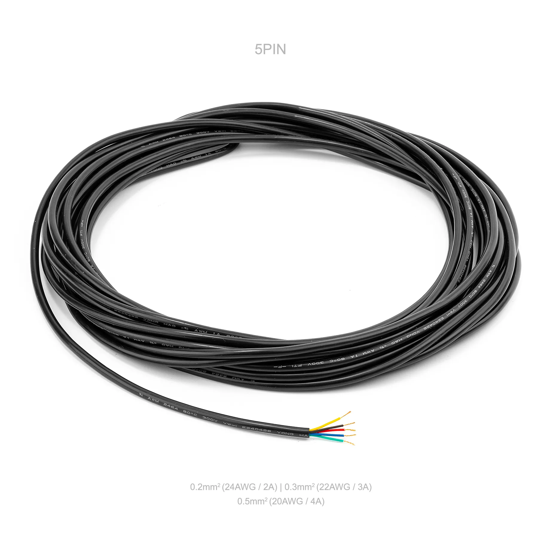 2pin/3pin/4pin/5pin Waterproof Electrical Cable PVC Wire 10 Meters