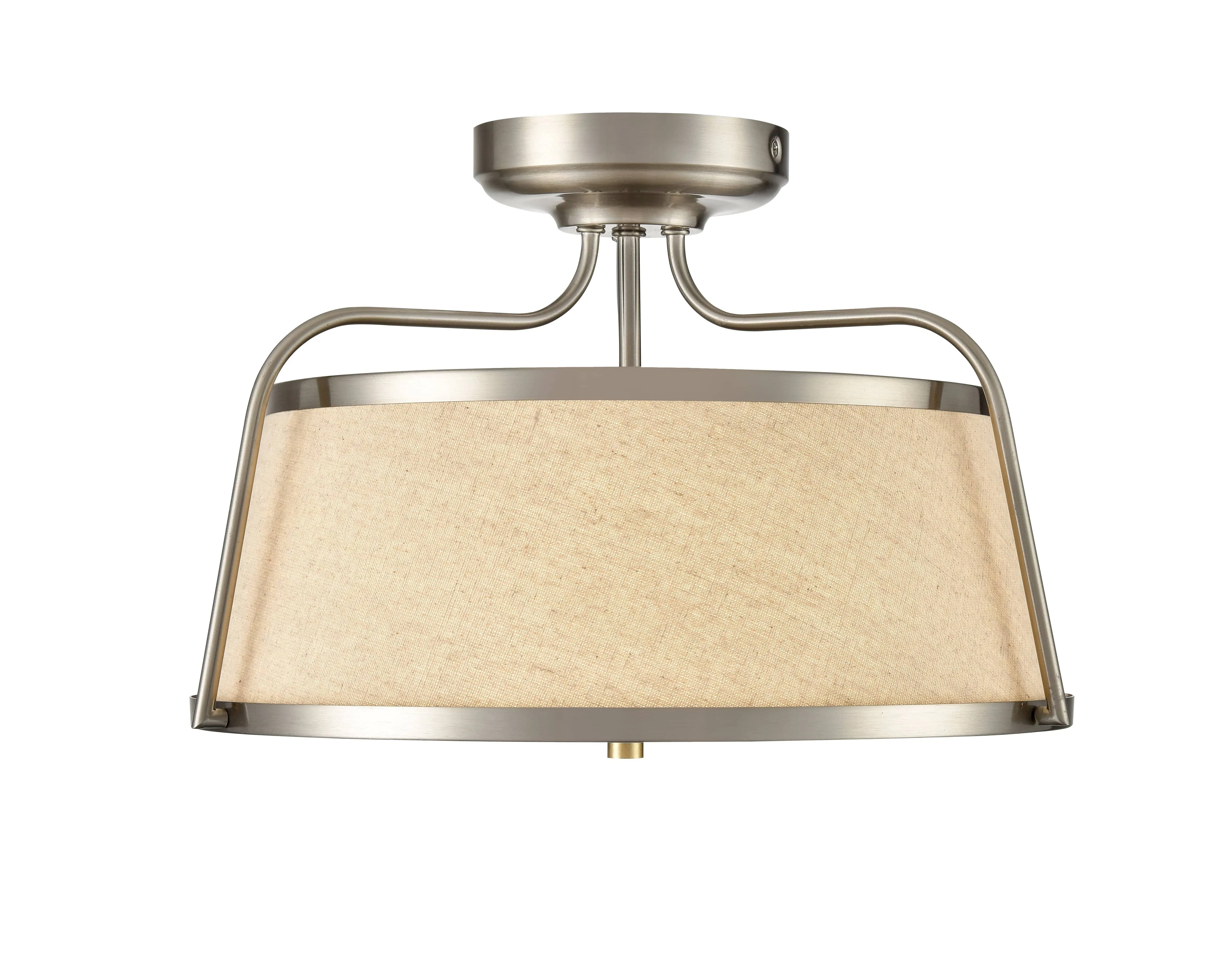 35W LED Semi-Flush Mount Fixture - Brushed Nickel - White Linen - 15.13in. Diameter - 1400 Lm