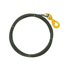 3/8" x 75' Steel Core Winch Cable with Self Locking Swivel Hook