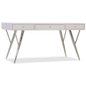 5622-10 Modern-Contemporary Writing Desk in Pearl White Finish with Durable Hardwood & Steel Accents