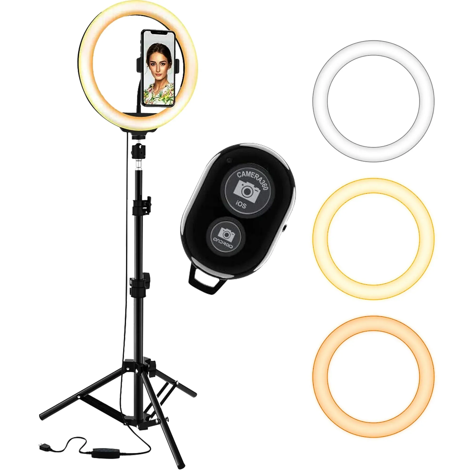 5Core 10" Selfie Ring Light Stand with 43" Adjustable Tripod Stand & Phone Holder 3 Color Mode