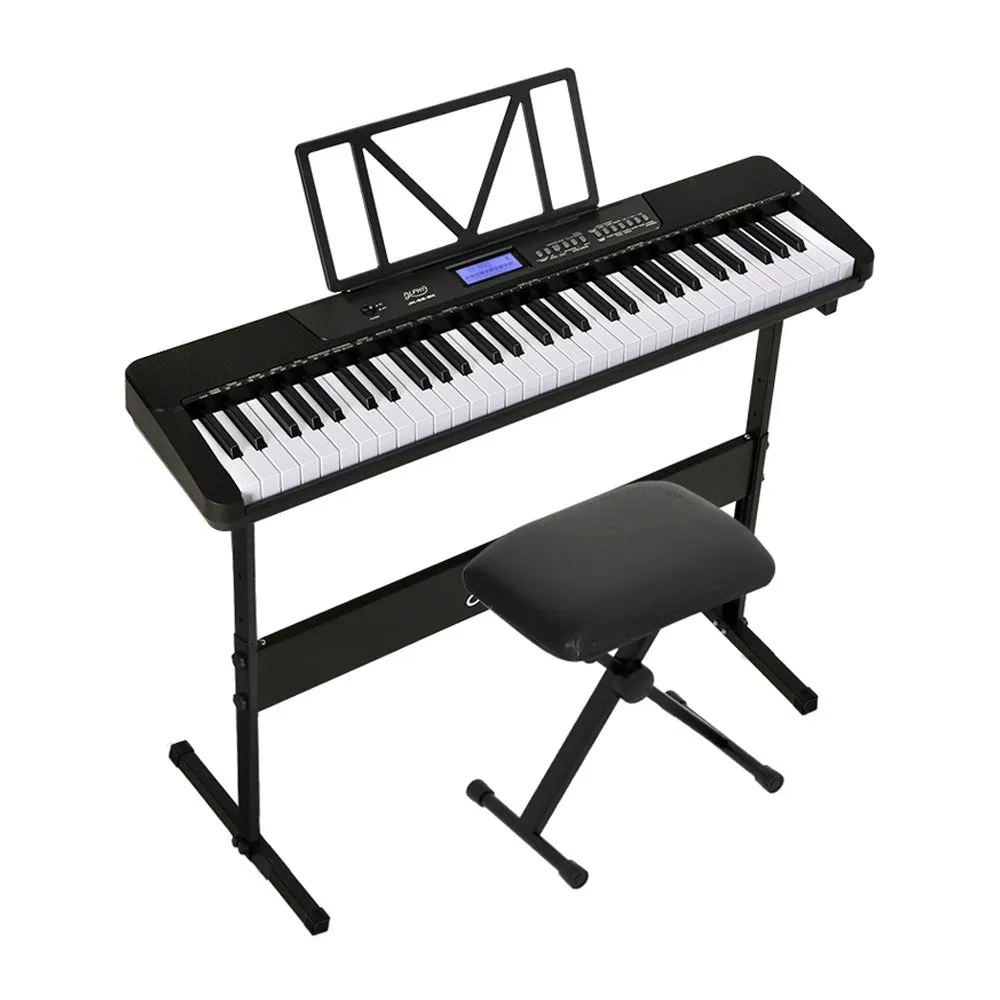 61-Key Electric Piano Keyboard w/ Touch, Stand, Stool - Alpha