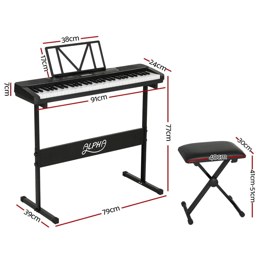 61-Key Electric Piano Keyboard w/ Touch, Stand, Stool - Alpha