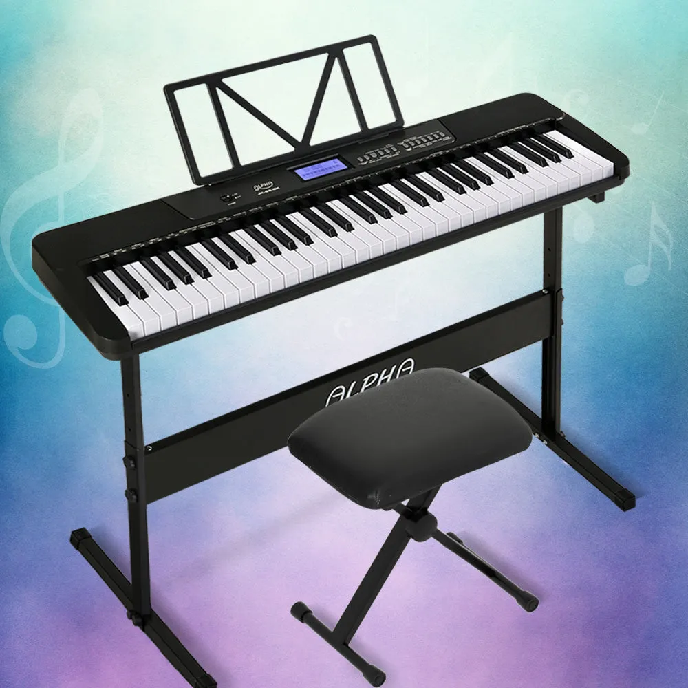 61-Key Electric Piano Keyboard w/ Touch, Stand, Stool - Alpha