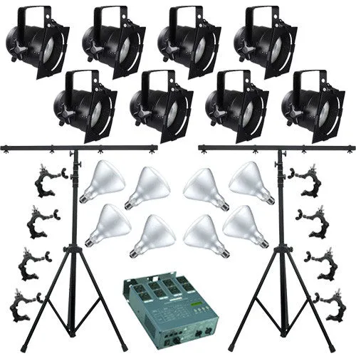 8 Short PAR CAN 38 120w BR40 FL Dimmer O-Clamp Stand 4655