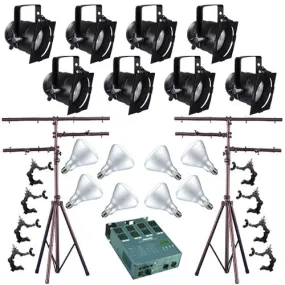 8 Short PAR CAN 38 120w BR40 FL Dimmer O-Clamp Stand 4675