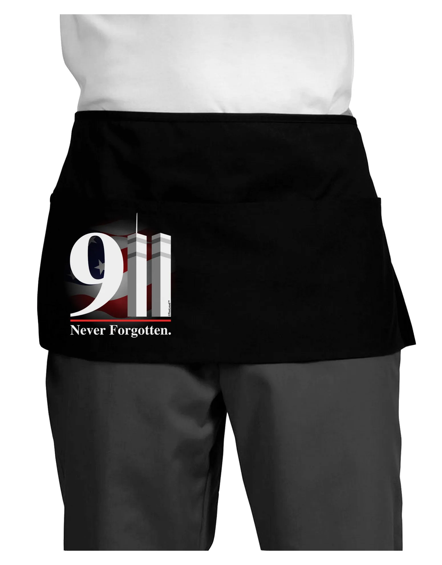 911 Never Forgotten Dark Adult Mini Waist Apron, Server Apron