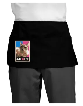 Adopt Cute Kitty Cat Adoption Dark Adult Mini Waist Apron, Server Apron