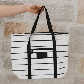 Aloha Pinstripe Zipper Tote