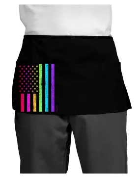 American Pride - Rainbow Flag Dark Adult Mini Waist Apron, Server Apron