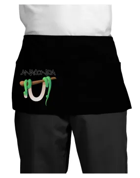 Anaconda Design Green Text Dark Adult Mini Waist Apron, Server Apron