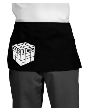 Autism Awareness - Cube B & W Dark Adult Mini Waist Apron, Server Apron