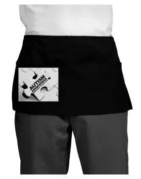 Autism Awareness - Puzzle Black & White Dark Adult Mini Waist Apron, Server Apron