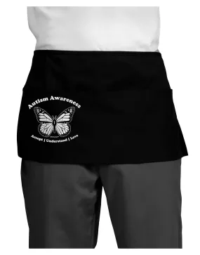 Autism Awareness - Puzzle Piece Butterfly 2 Dark Adult Mini Waist Apron, Server Apron