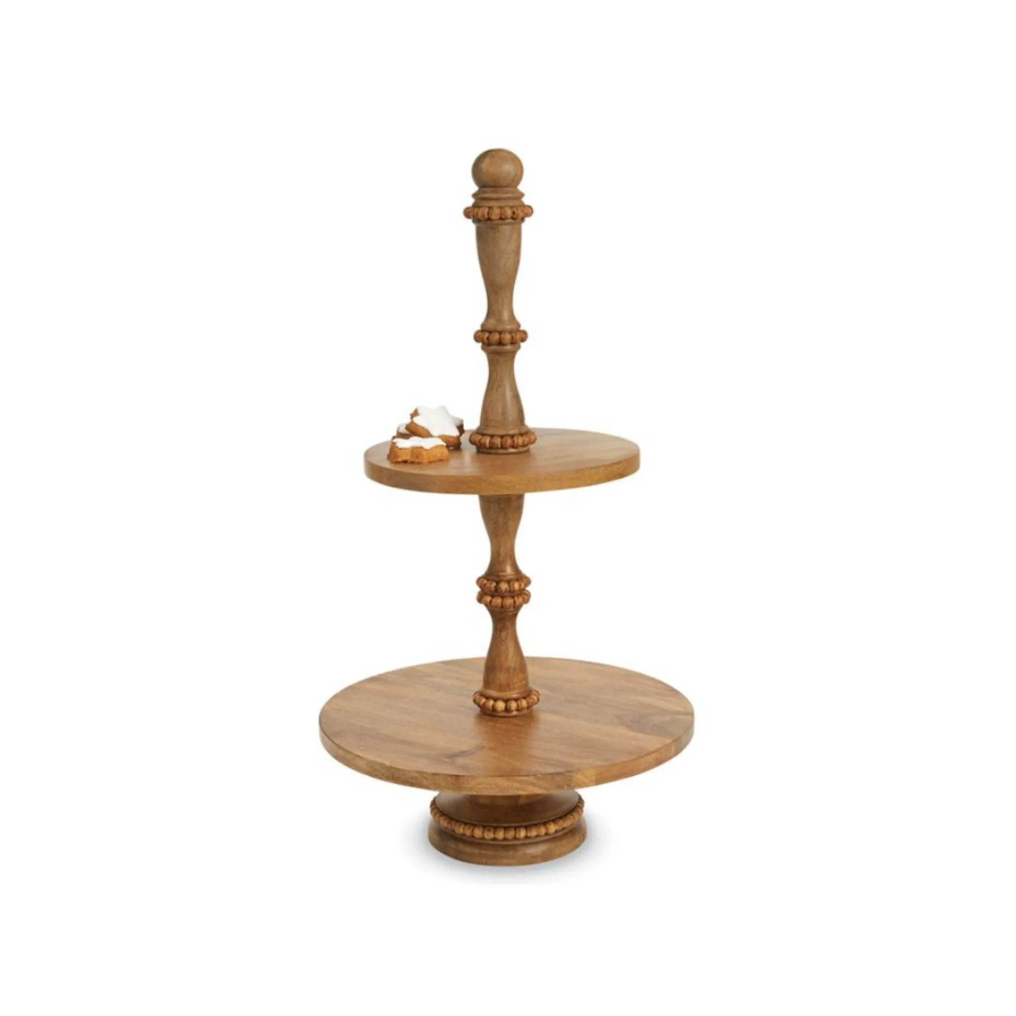 beaded wood tiered server