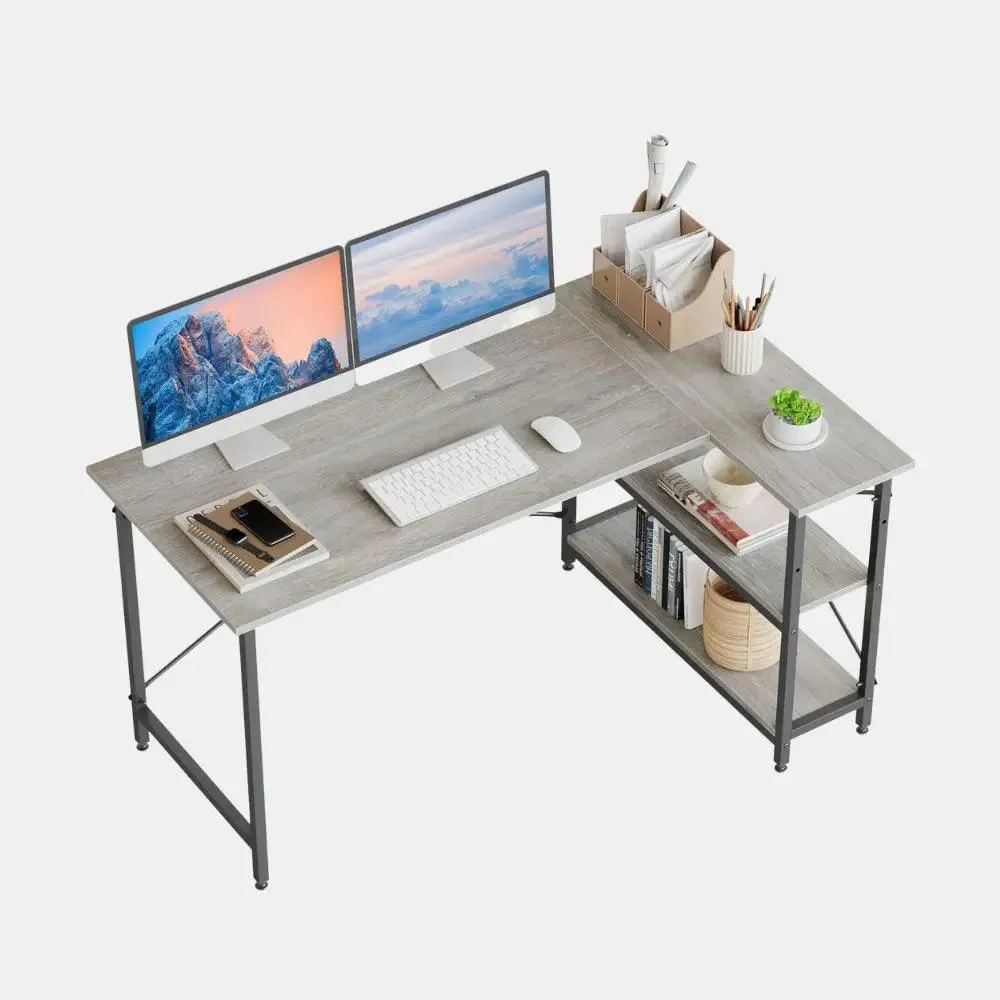 Bestier Small L Shaped Desk for Home Office Desk with Reversible Shelves