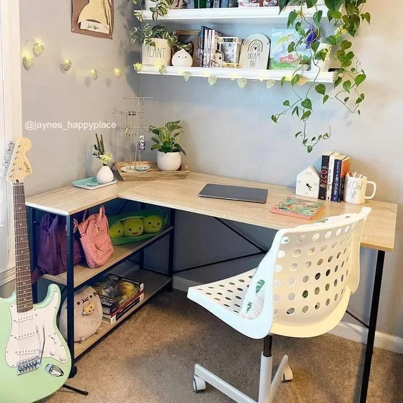 Bestier Small L Shaped Desk for Home Office Desk with Reversible Shelves