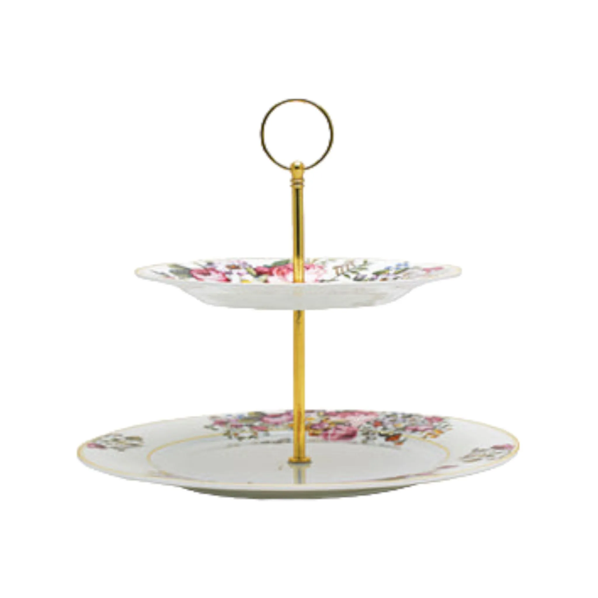 Blooming 2-Tier Serving Platter Patisserie Cake Server Stand English Rose Print 130479