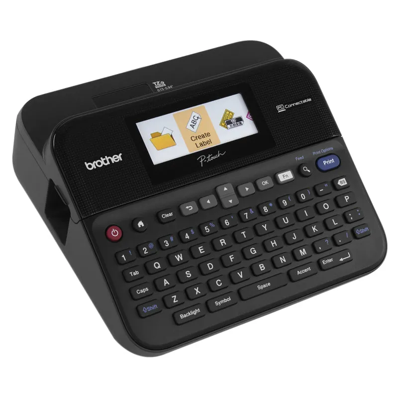 Brother P-Touch Desktop Label Maker, PC-connectable Labeler, QWERTY Keyboard, Thermal Transfer - PT-D600