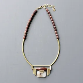 Burgundy & jasper Artdeco pendant necklace