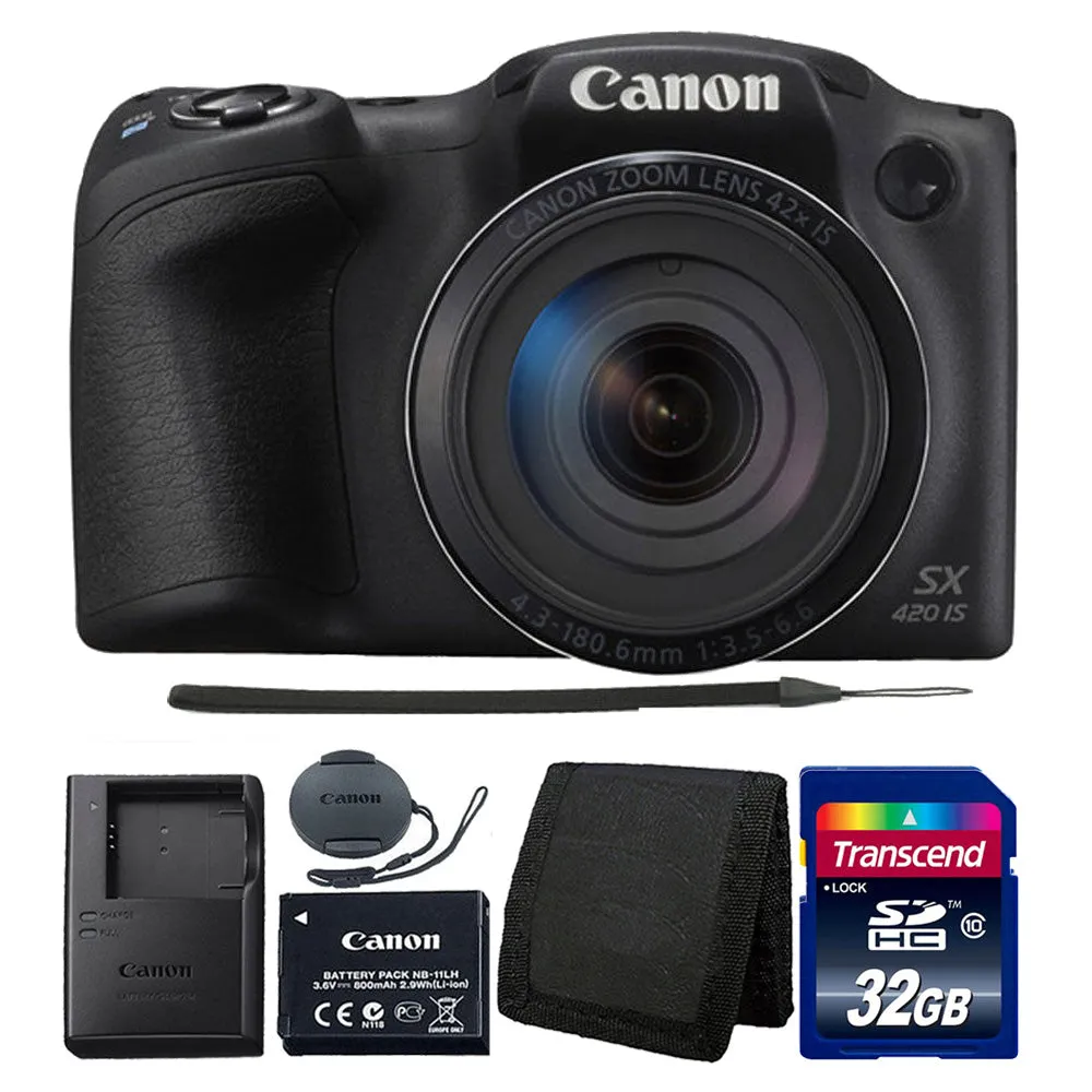 Canon PowerShot SX420 IS HD 20MP Digital Camera 42x Optical Zoom Black with Accessories