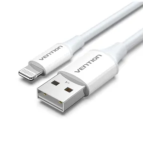 [CLEARANCE] Vention USB 2.0 A Male to Lightning 2.4A Male Nickel Plated Data Charging Cable with 480Mbps Transmission Speed for Smartphones (White) (1M, 1.5M & 2M) LAFWF LAFWG LAFWH