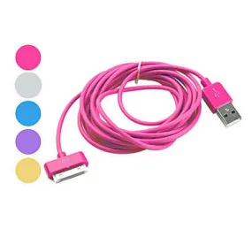 Colorful USB Cable for iPhone, iPad & iPod (Assorted Color,Apple 30 pin, 300cm)