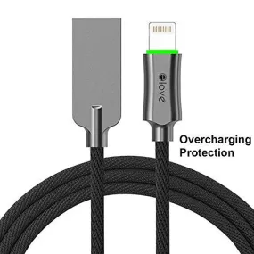 Elove 4Ft(1.2Mtr) Zinc Alloy Nylon Braided Cord [Apple MFI Certified] Lightning to USB Cable With LED Auto Disconnect Technology for Apple iPhone 6,6Plus,7,7Plus,5C,5S,SE,iPad And Other iOS Devices