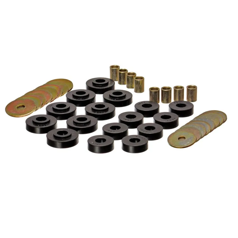 Energy Suspension Hyper-Flex Body Mount Bushing - Black / Cadmium - Chevy Corvette Convertible 1963-67