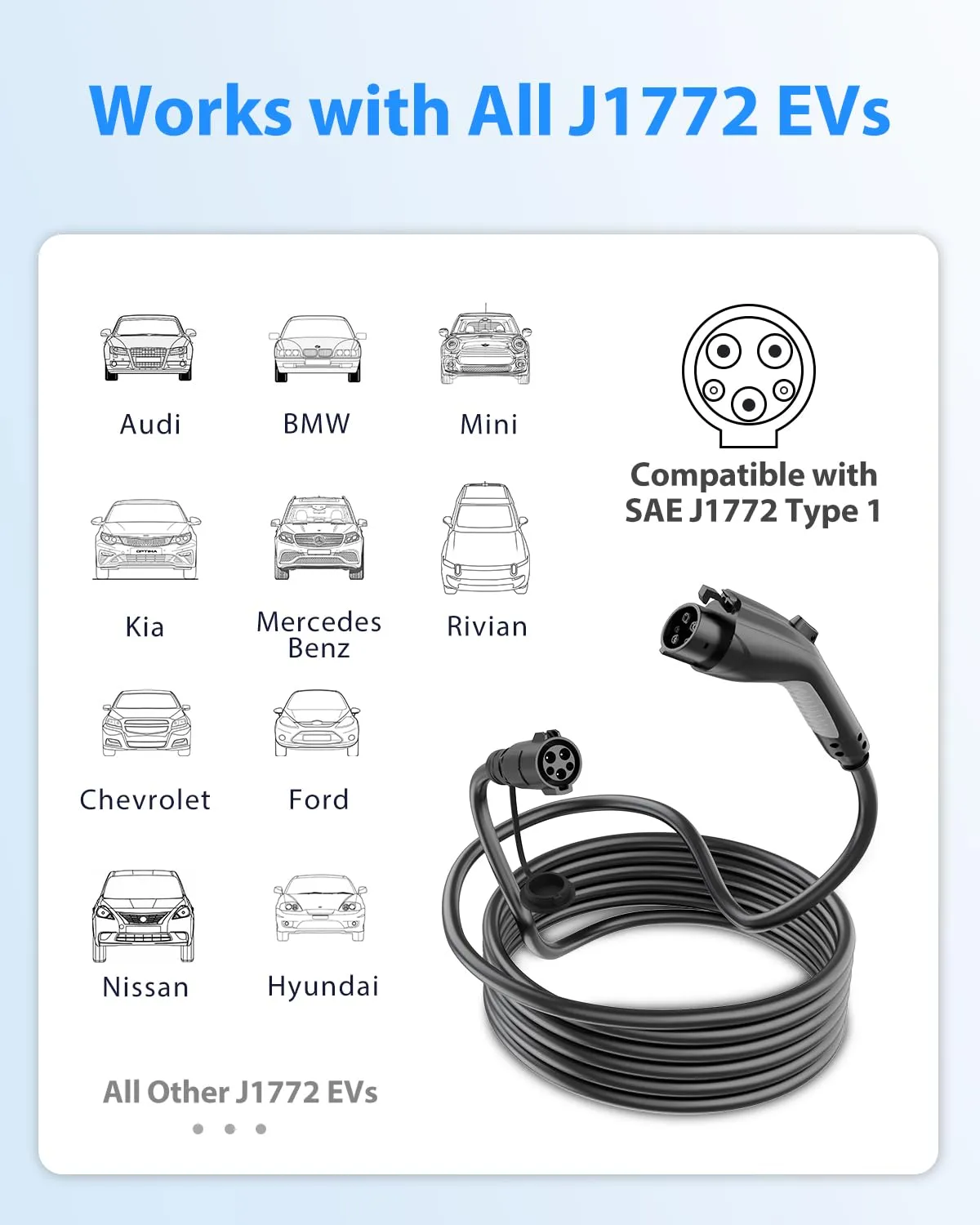 EVDANCE J1772 EV Extension Cord 32A-50A 21/40 FT