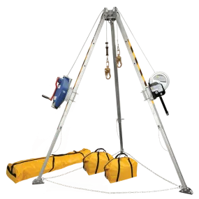 FallTech 8' Confined Space Tripod System with 60' Galvanized Steel SRL-R and Personnel Winch