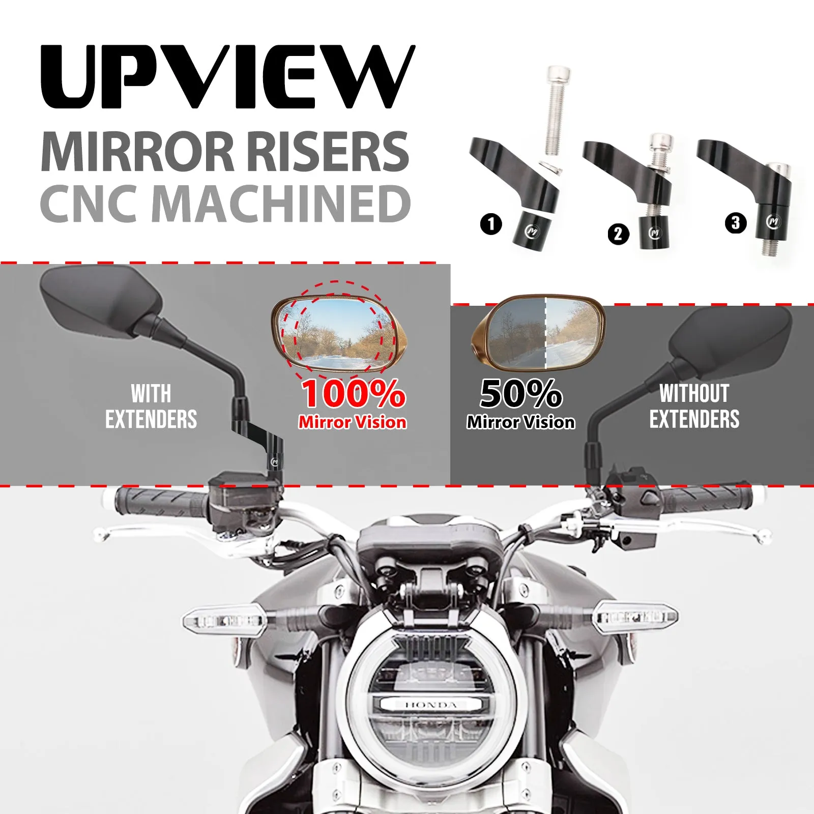 Fit Aprilia Caponord 1200 SL750 UPVIEW Rear View Mirror Extender Riser