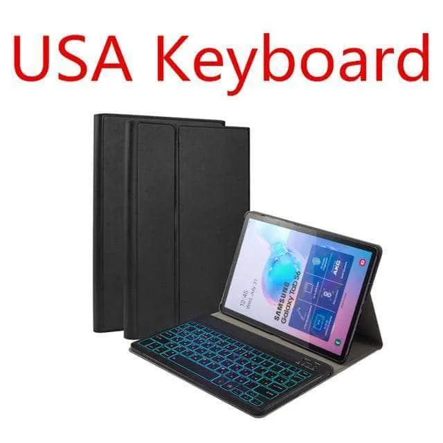 Galaxy Tab S6 10.5 T865 T860 7 Color Backlit Bluetooth Keyboard  Flip Stand Case