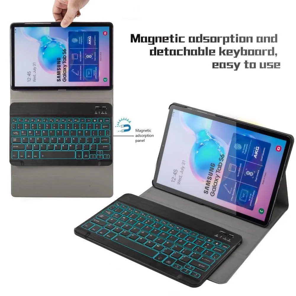 Galaxy Tab S6 10.5 T865 T860 7 Color Backlit Bluetooth Keyboard  Flip Stand Case