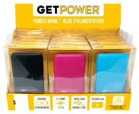 Getpower® 10000 Mah Powerbank 2.4amp Dual Usb -12pc Display