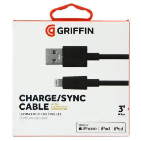 Griffin USB to Lighting Cable - Syncs iPad, iPod, or iPhone - 3 Feet, Black