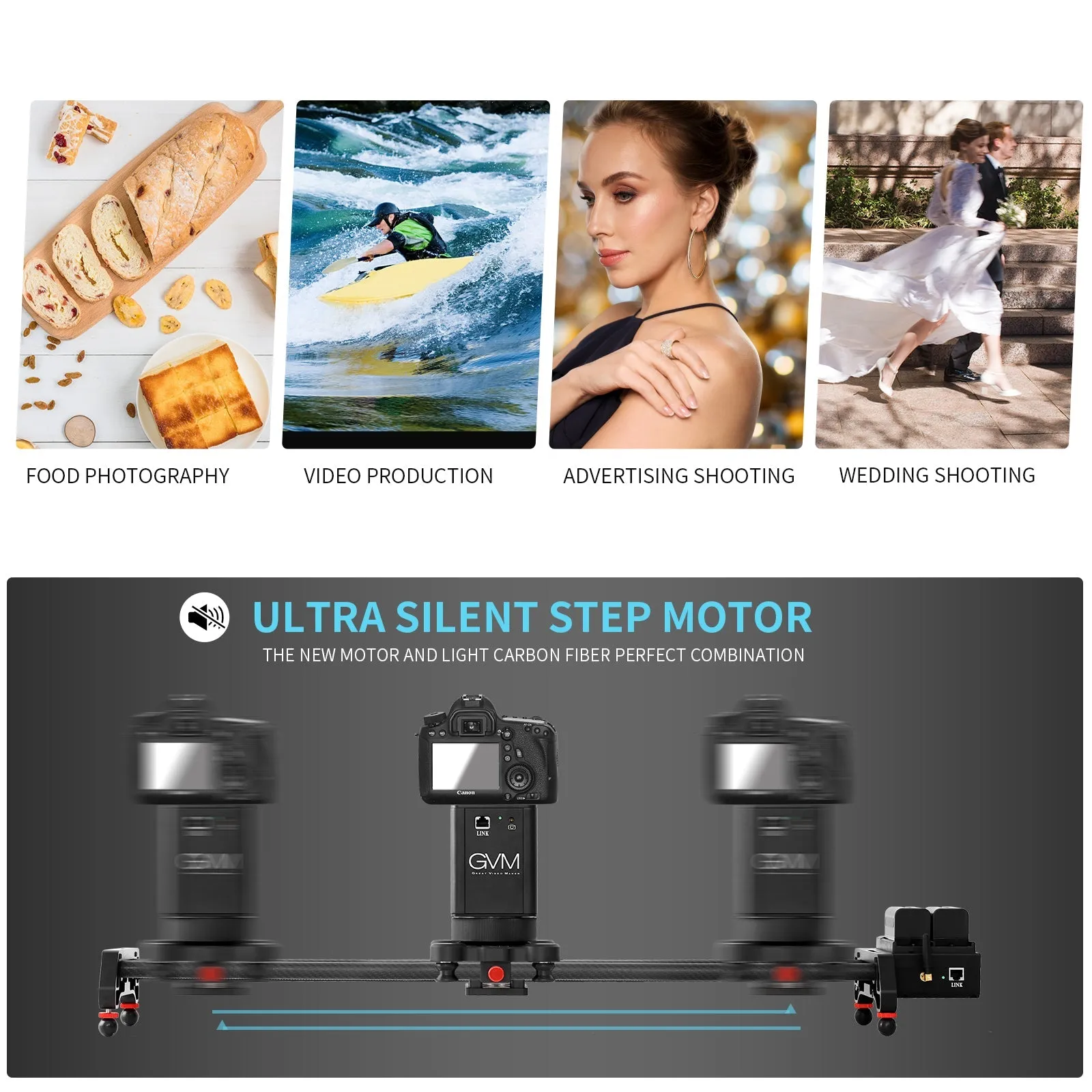 GVM-2D Professional Wireless Video Carbon Fiber Motorized Camera Slider