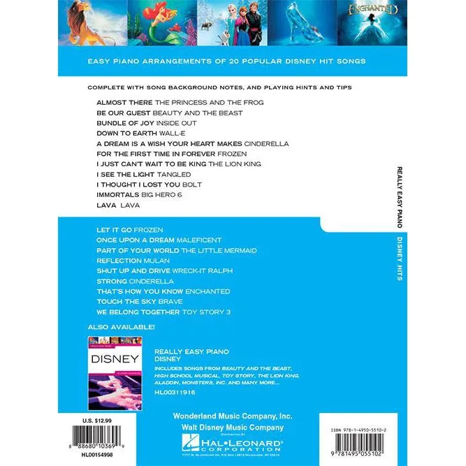 Hal Leonard HL00154998 Really Easy Piano  Disney Hits