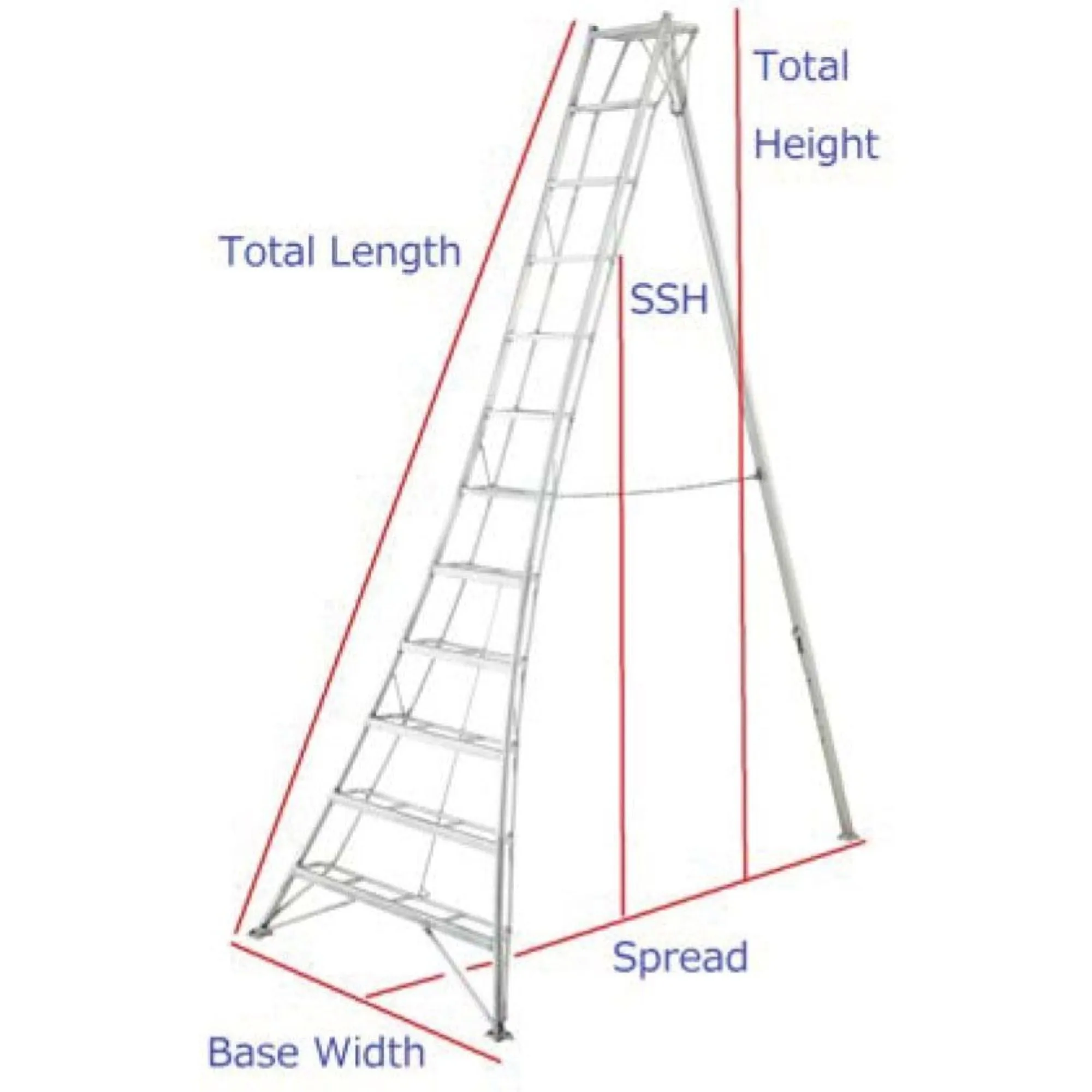 Hasegawa GSU-10AS 10' Platform Tripod Ladder 300 lbs Capacity