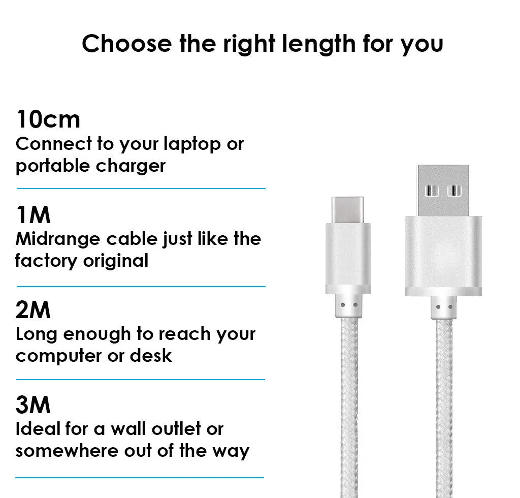 Heavy Duty Braided USB Type C 3.0 Data Sync Charger Charging Cable