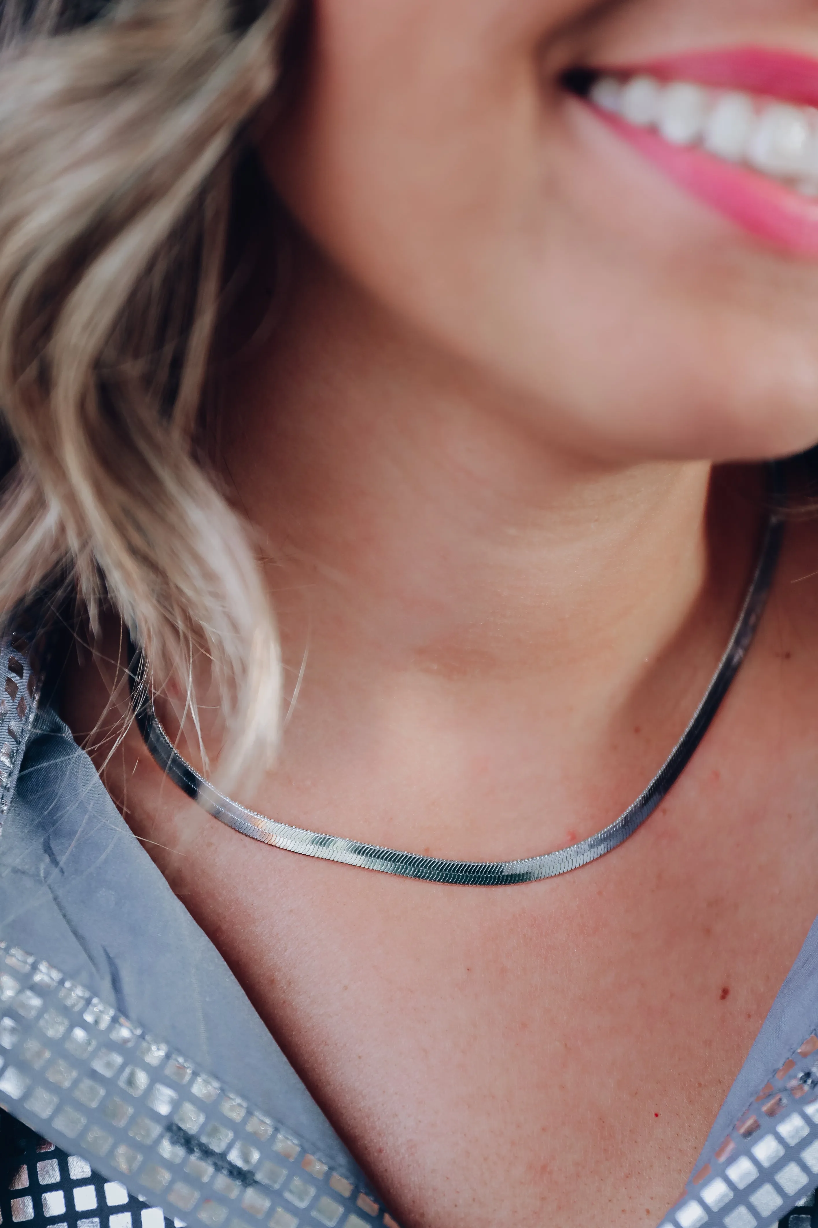 Herringbone Chain Necklace - Silver