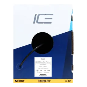 Ice Cable 22-2OS/LC/P/BLK 22-2 OS Low Cap Cable Plenum - 1000ft Box (Black)