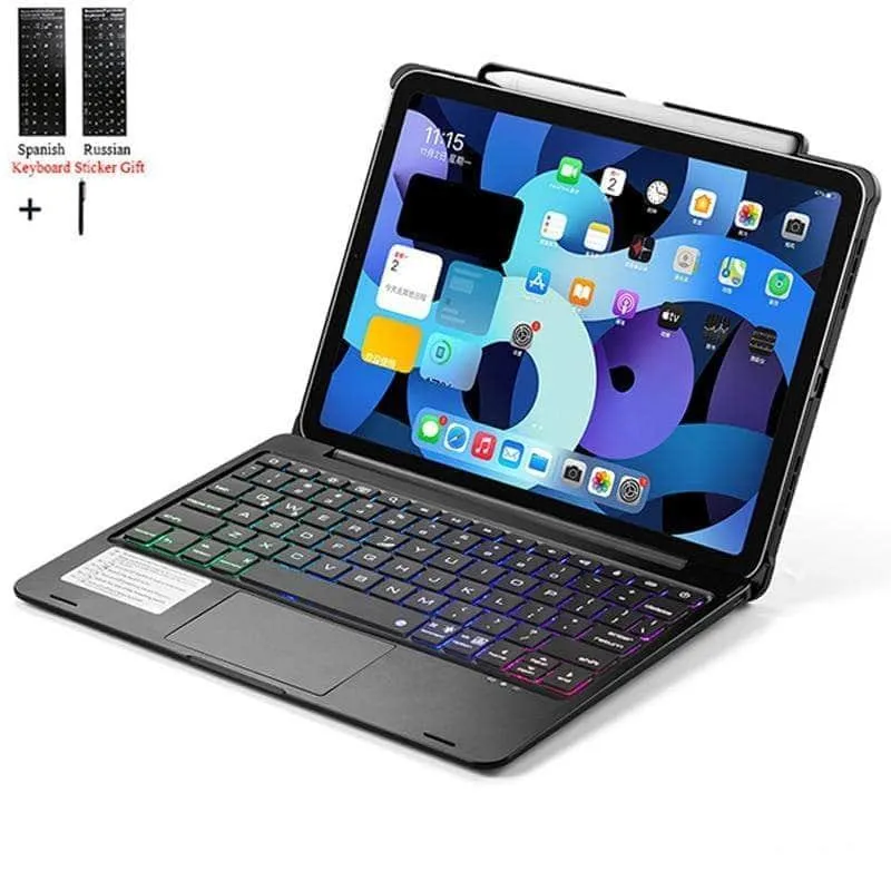 iPad Air 4 10.9 2020 Touchpad Backlit Wireless Bluetooth Pen Holder Keyboard Case