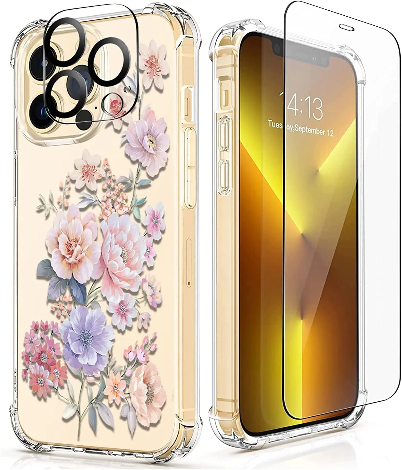 iPhone 14 Pro Case with Tempered Glass Screen Protector Camera Cover