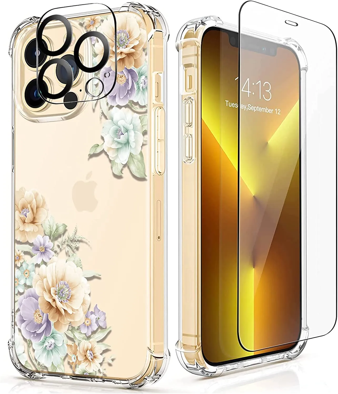 iPhone 14 Pro Case with Tempered Glass Screen Protector Camera Cover