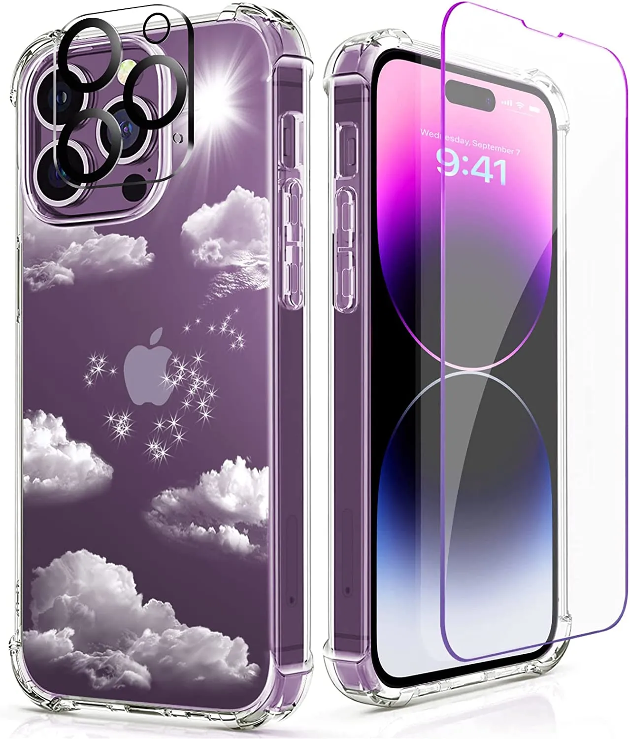 iPhone 14 Pro Case with Tempered Glass Screen Protector Camera Cover