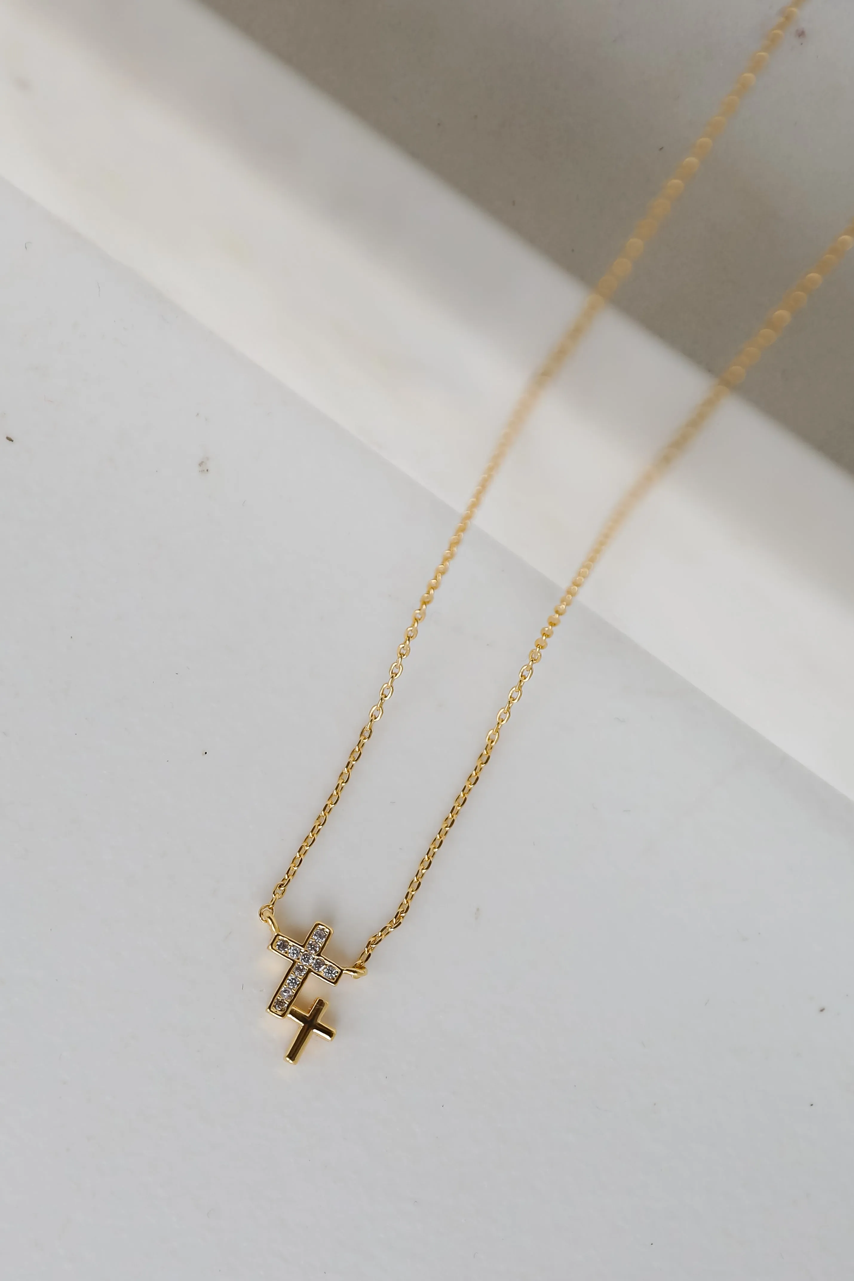 Jordan Gold Rhinestone Cross Charm Necklace