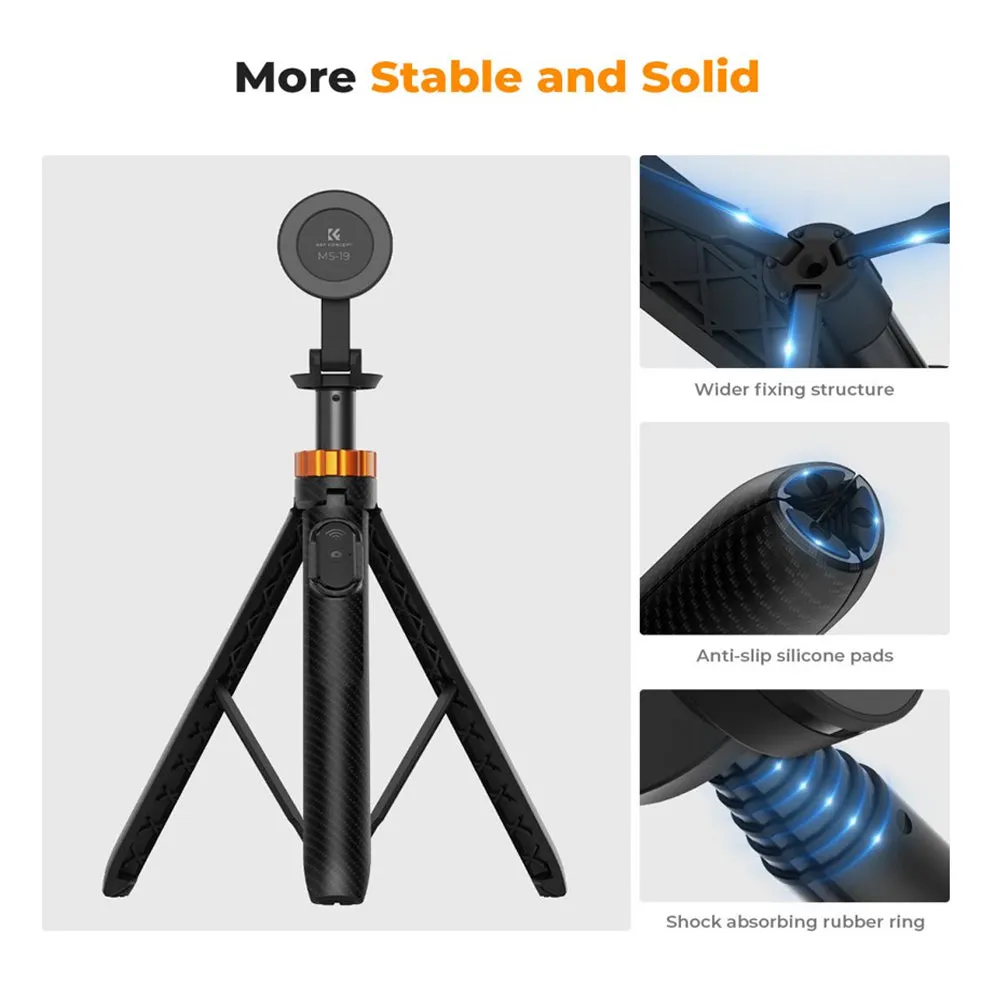 K&F Concept MS19 7-Section Magnetic Tripod   1.6m Selfie Stick with 10m Max Bluetooth Control Distance for iPhone 15 14 13 12 Smartphone